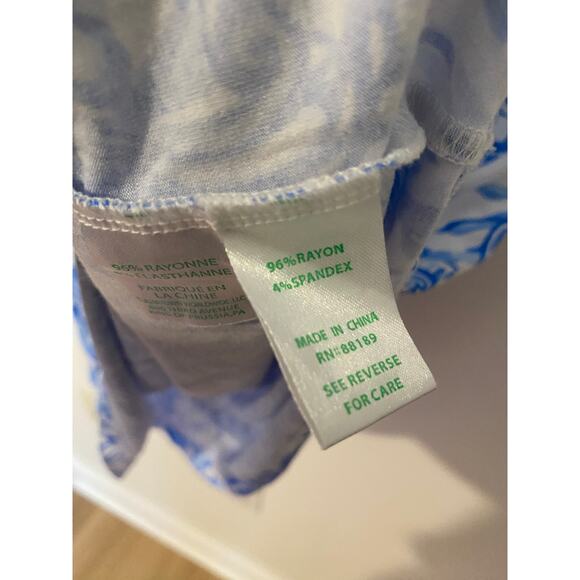 Lilly Pulitzer Inka Dress Resort White Aqua Blue Lounge Front Tie EUC Spandex S - Picture 8 of 12